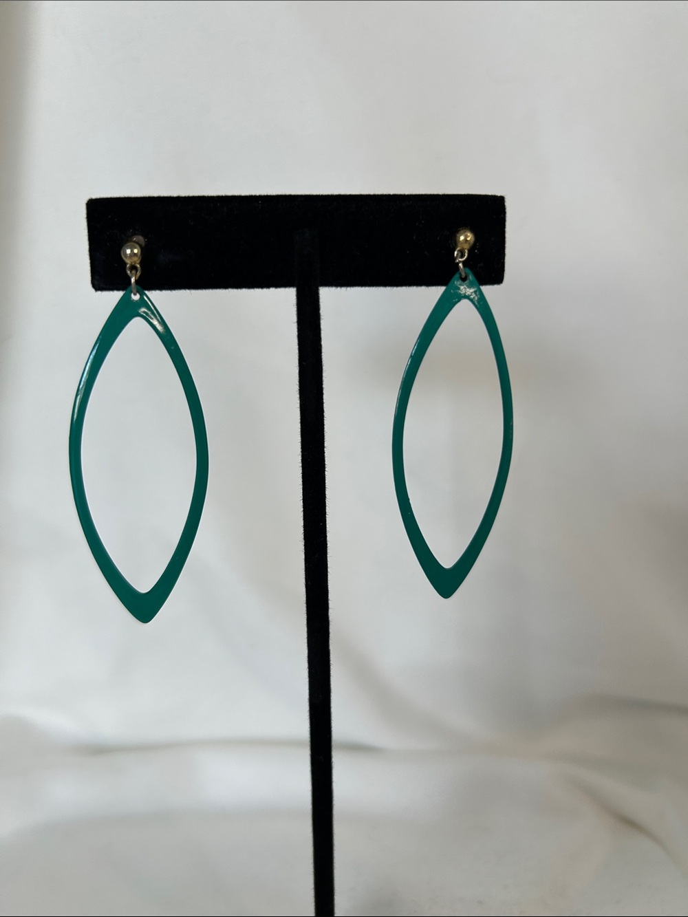 Vintage 80s Turquoise Enamel Drop Earrings